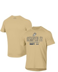 Under Armour Gold Navy Mid Rivalry Semper Fi Tech T Shirt In Vegas Gold At Nordstrom