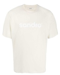 Sandro Logo Print Organic Cotton T Shirt