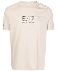 Ea7 Emporio Armani Logo Print Round Neck T Shirt