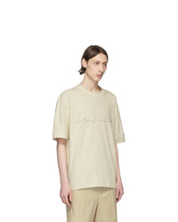 Y-3 Off White Distressed Signature T Shirt
