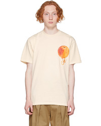 JW Anderson Off White Printed Peach Logo T Shirt