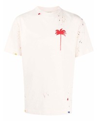 Palm Angels Palm Tree Print Spray Paint Effect T Shirt