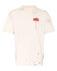 Palm Angels Palm Tree Print Spray Paint Effect T Shirt