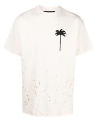 Palm Angels Splatter Effect Logo Print T Shirt