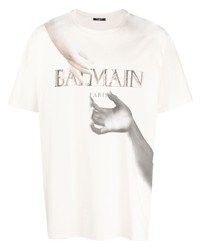 Balmain Statue Print Cotton T Shirt