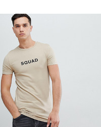 ASOS DESIGN Tall Muscle Fit T Shirt With Squad Slogan Print