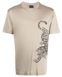 Emporio Armani Tiger Print Short Sleeve T Shirt