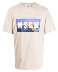 MSGM Vertigine Logo Print Oversized T Shirt