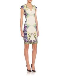 Versace Collection Cap Sleeve Ivy Print Dress