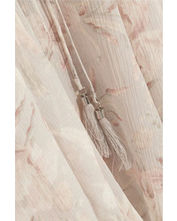 Zimmermann Garland Appliqud Printed Crinkled Silk Chiffon Dress Cream