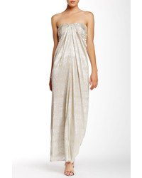 Laundry by Shelli Segal Gathered Front Metallic Jersey Gown