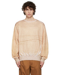 Beige Print Fleece Sweatshirt