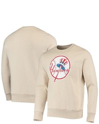 Majestic Threads Oatmeal New York Yankees Fleece Pullover Sweatshirt At Nordstrom