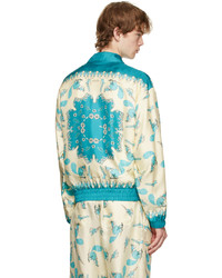 Gucci Off White Blue Freya Hartas Edition Silk Jacket