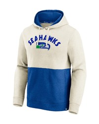 FANATICS Branded Oatmealroyal Seattle Seahawks Throwback Arch Colorblock Pullover Hoodie At Nordstrom