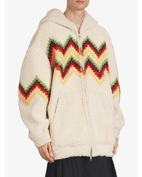 Burberry Chevron Intarsia Shearling Hoodie