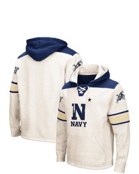 Colosseum Cream Navy Mid 20 Lace Up Pullover Hoodie