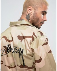 Stussy Coach Jacket In Camo With Back Print