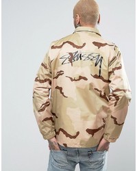 Stussy Coach Jacket In Camo With Back Print