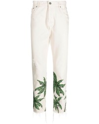 Palm Angels Palm Tree Print Straight Leg Jeans