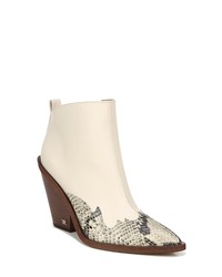 Beige Print Leather Ankle Boots