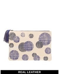 Asos Leather Clutch Bag With Etched Print