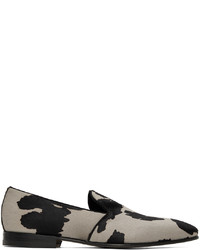 Beige Print Leather Loafers