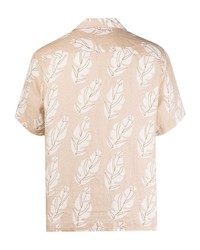 Frescobol Carioca Leaf Print Linen Shirt