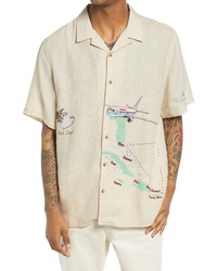 JUNGLES Safe Trip Short Sleeve Linen Button Up Shirt