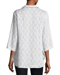 Neiman Marcus Linen Printed 34 Sleeve Tunic