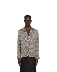 Marine Serre Black And Tan Moon Lozenge Relaxed Shirt