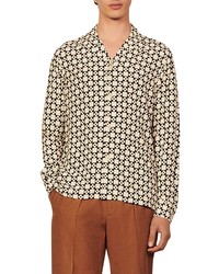 Sandro Cross Check Button Up Shirt In Cream At Nordstrom