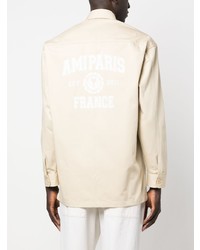 Ami Paris Logo Print Button Up Shirt