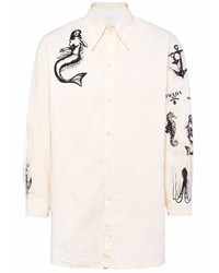 Prada Motif Print Cotton Shirt