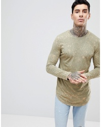 ASOS DESIGN Asos Super Longline Long Sleeve T Shirt In Subtle Acid Wash