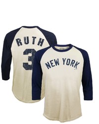 Majestic Threads Babe Ruth Cream New York Yankees Cooperstown Collection 34 Sleeve Tri Blend Raglan T Shirt