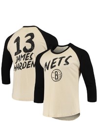 FANATICS Branded James Harden Cream Brooklyn Nets Nba 34 Sleeve Raglan T Shirt
