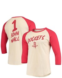 FANATICS Branded John Wall Cream Houston Rockets Nba 34 Sleeve Raglan T Shirt