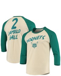 FANATICS Branded Lamelo Ball Cream Charlotte Hornets Nba 34 Sleeve Raglan T Shirt
