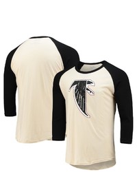 Majestic Threads Creamblack Atlanta Falcons Gridiron Classics Raglan 34 Sleeve T Shirt