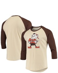 Majestic Threads Creambrown Cleveland Browns Gridiron Classics Raglan 34 Sleeve T Shirt At Nordstrom
