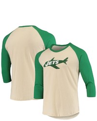 Majestic Threads Creamkelly Green New York Jets Gridiron Classics Raglan 34 Sleeve T Shirt At Nordstrom