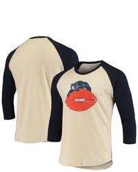 Majestic Threads Creamnavy Chicago Bears Gridiron Classics Raglan 34 Sleeve T Shirt
