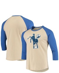 Majestic Threads Creamroyal Indianapolis Colts Gridiron Classics Raglan 34 Sleeve T Shirt