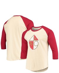Majestic Threads Creamscarlet San Francisco 49ers Gridiron Classics Raglan 34 Sleeve T Shirt