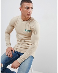 ASOS DESIGN Muscle Fit Long Sleeve T Shirt With Chest Print