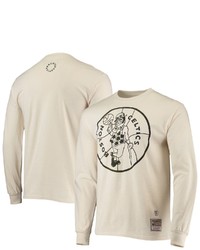 Mitchell & Ness X Uninterrupted Cream Boston Celtics Hardwood Classics Long Sleeve T Shirt
