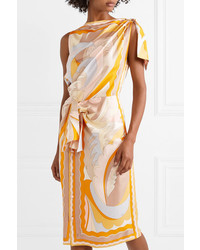 Emilio Pucci Knotted Printed Silk Twill Midi Dress