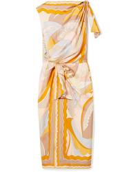 Emilio Pucci Knotted Printed Silk Twill Midi Dress