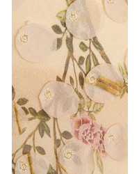 Zimmermann Maples Whisper Appliqud Printed Silk Georgette Midi Dress Neutral